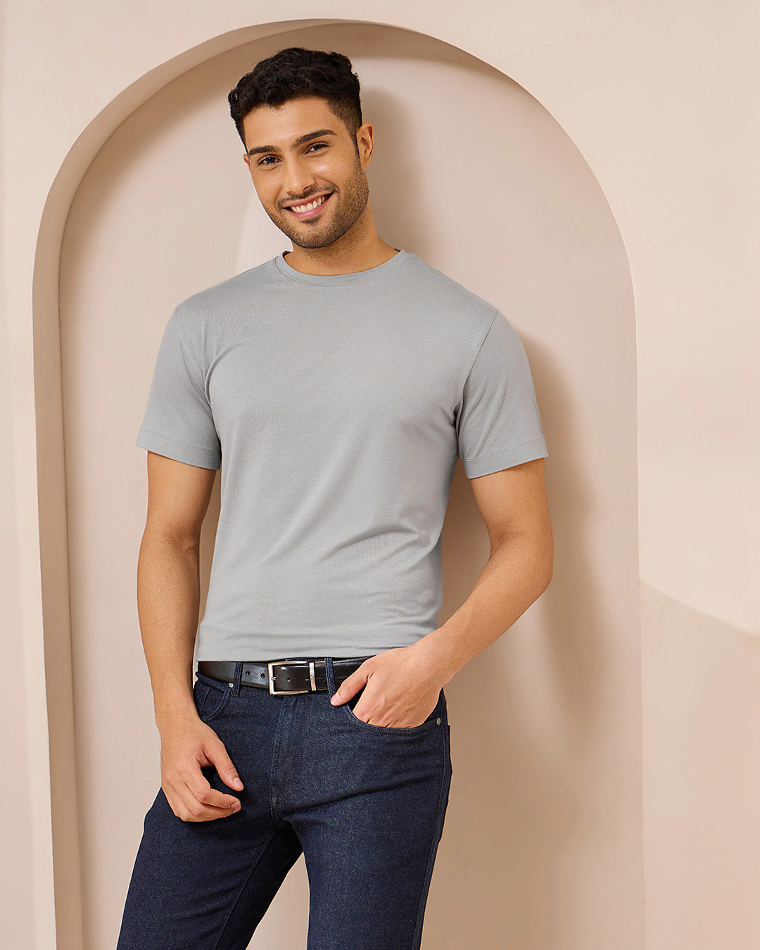 Wellbi Bamboo T-Shirt for Men, offering a modern, flattering fit with breathable, soft bamboo fabric ideal for outdoor activities.