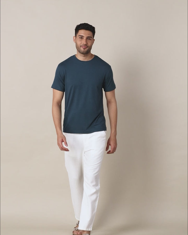 Wellbi Bamboo T-Shirt for Men in classic black, offering a breathable fit with soft bamboo fabric for long-lasting comfort.
