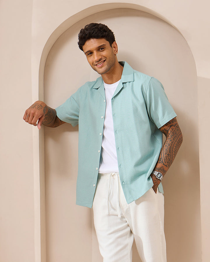 Aqua Breeze - Cuban Collar Shirt