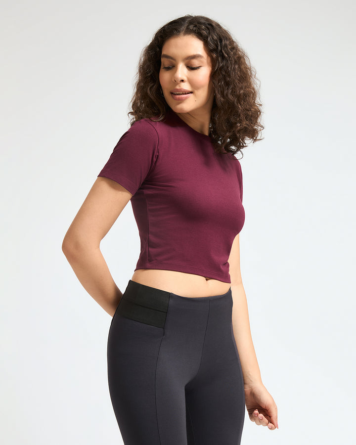 Bamboo Crop Top - Cranberry