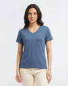 Bamboo V-Neck - Azure