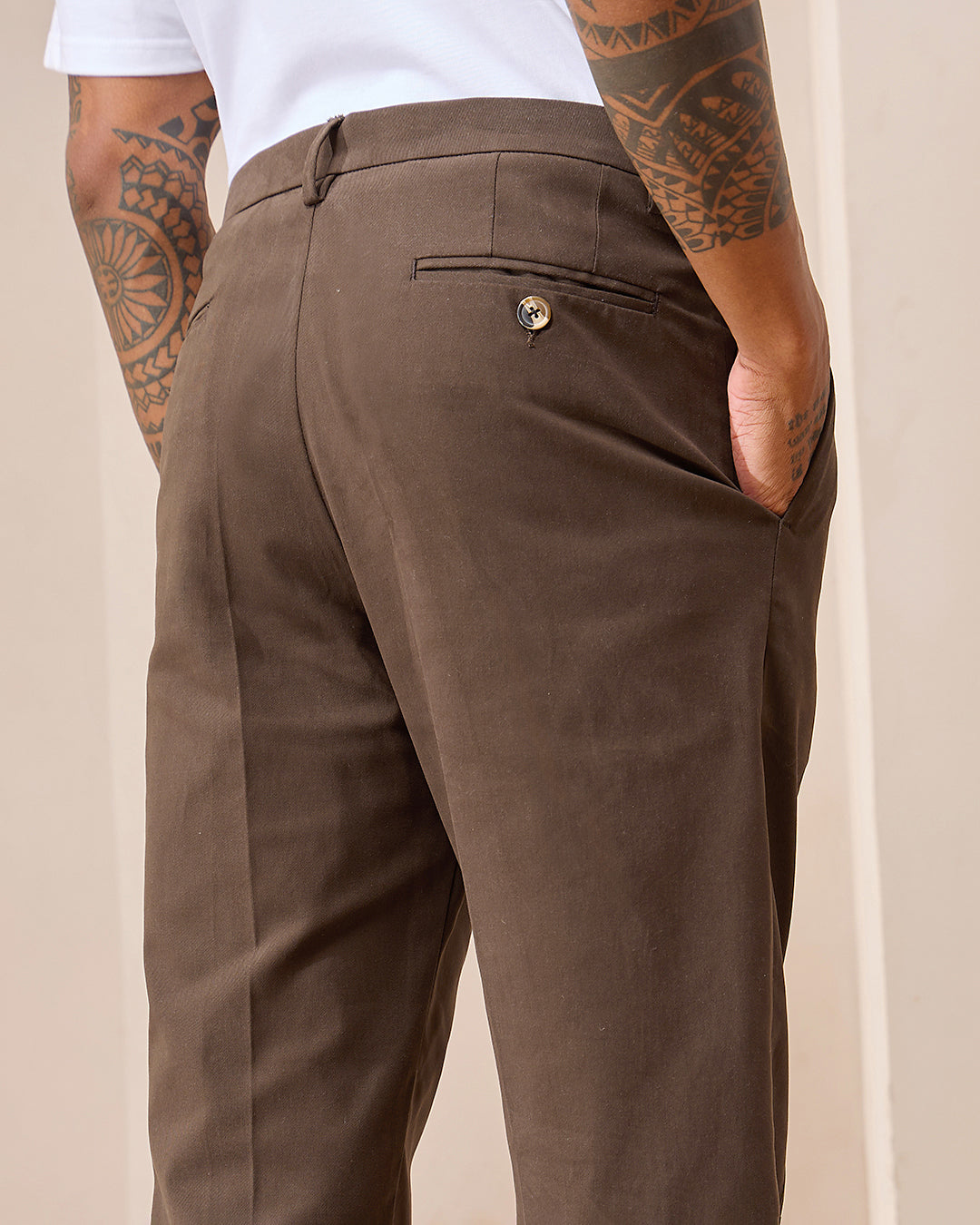 Brown Comfort Fit Cotton Chinos