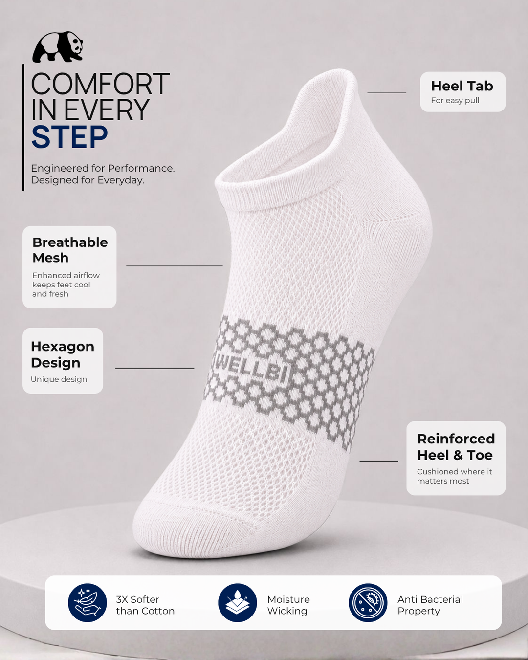 Men's Bamboo Ankle Socks - Pack of 3