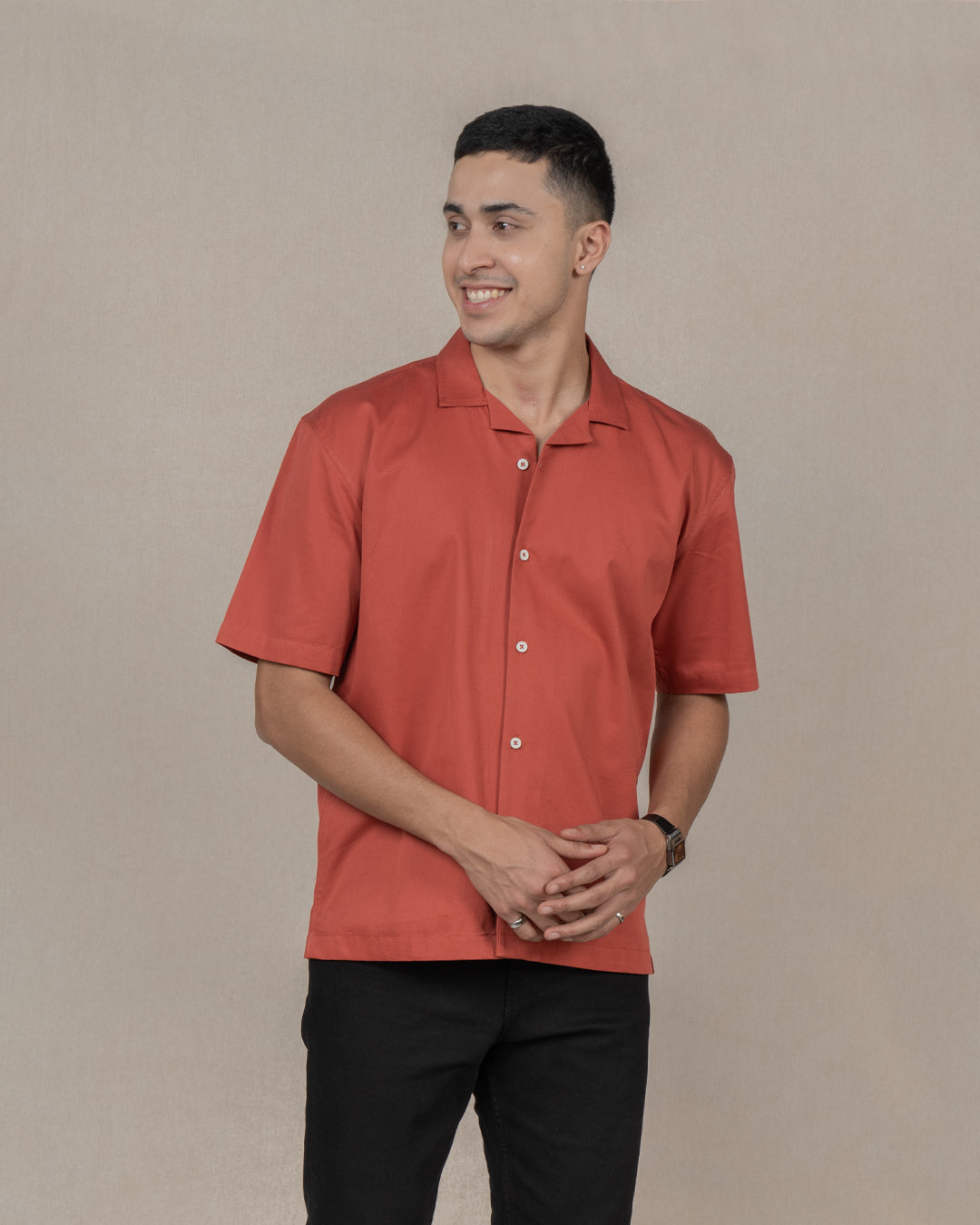 relaxed fit  cuban collar shirt for men. Perfect for Casual wear, outing, travel wear for men