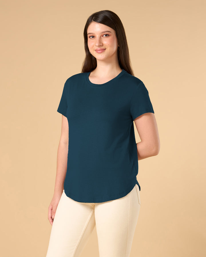 Teal Bamboo Crew Neck
