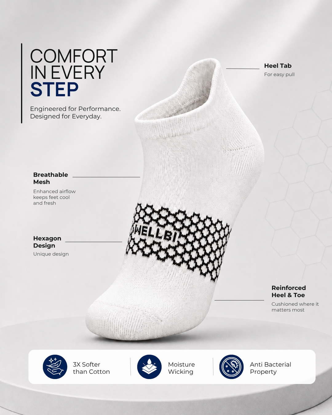 Men's Bamboo Ankle Socks - Pack of 3