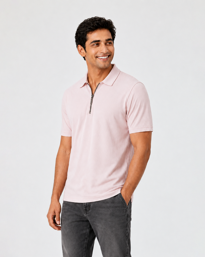 Men's Bamboo Core Zipper Polo