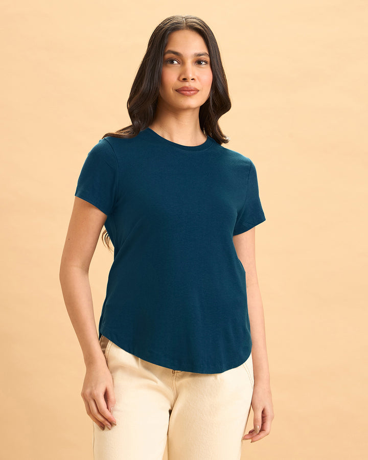 Teal Bamboo Crew Neck