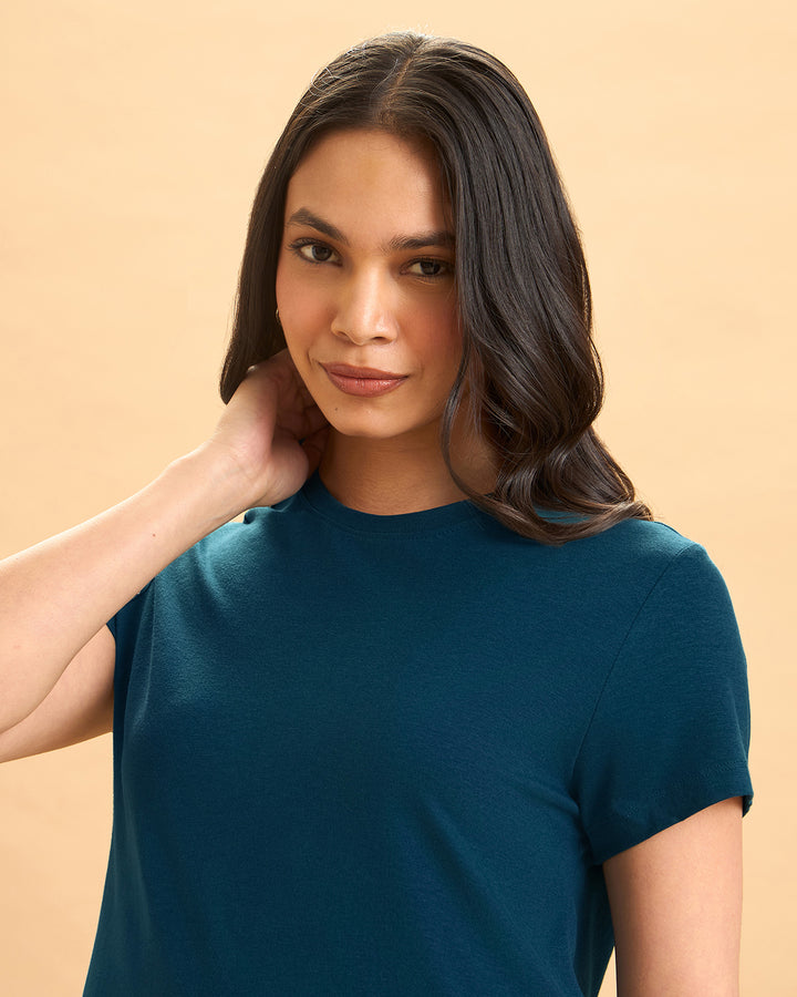 Teal Bamboo Crew Neck