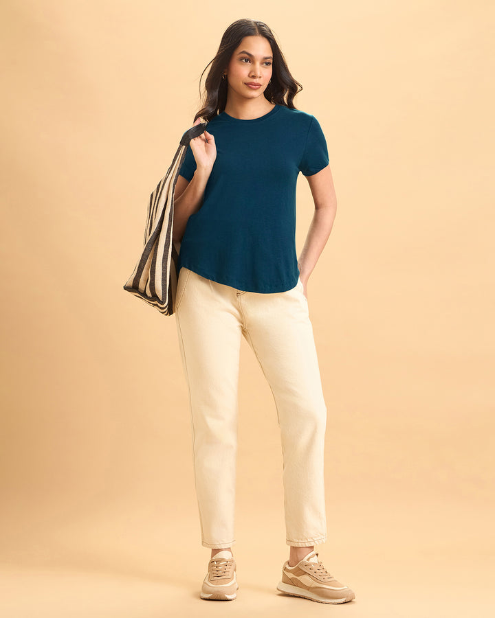 Teal Bamboo Crew Neck