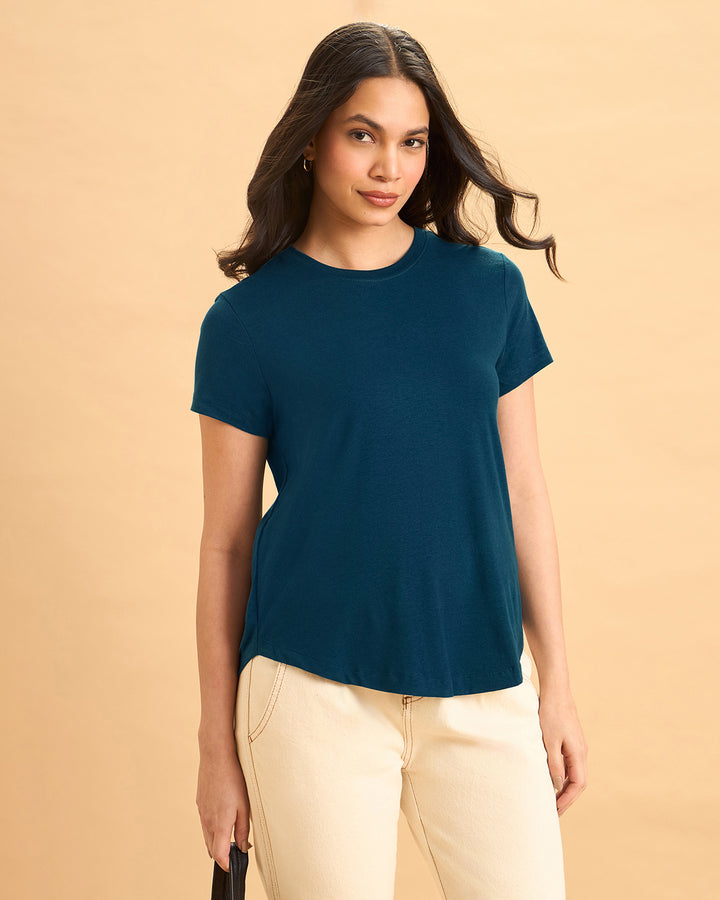 Teal Bamboo Crew Neck