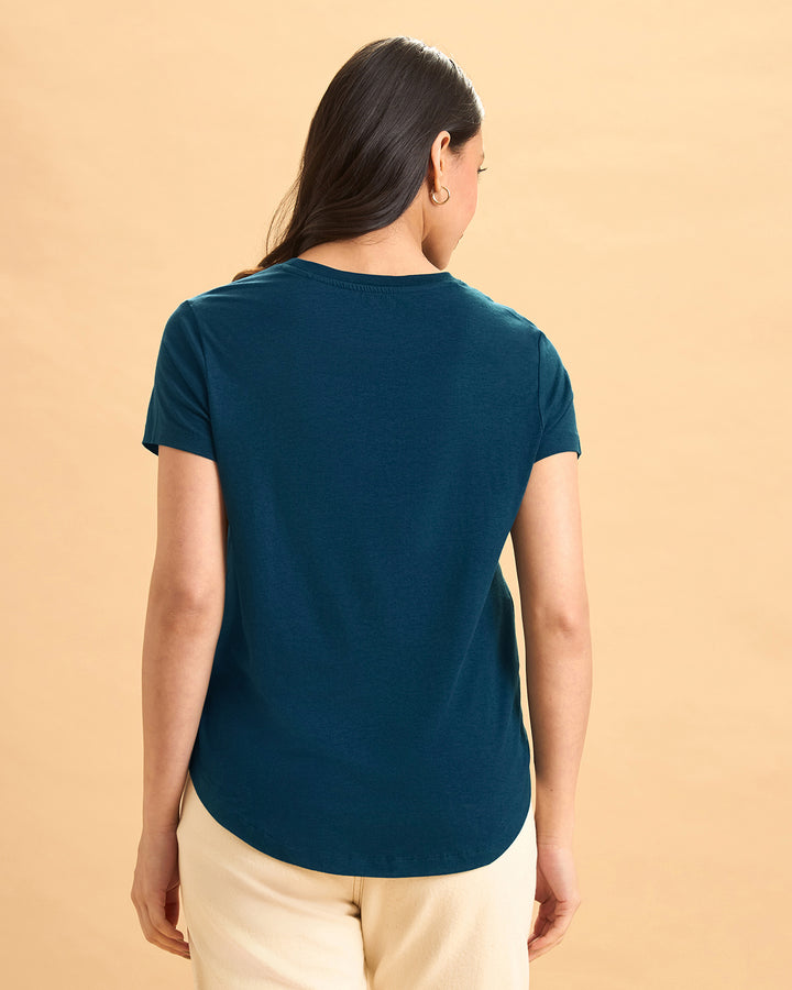 Teal Bamboo Crew Neck