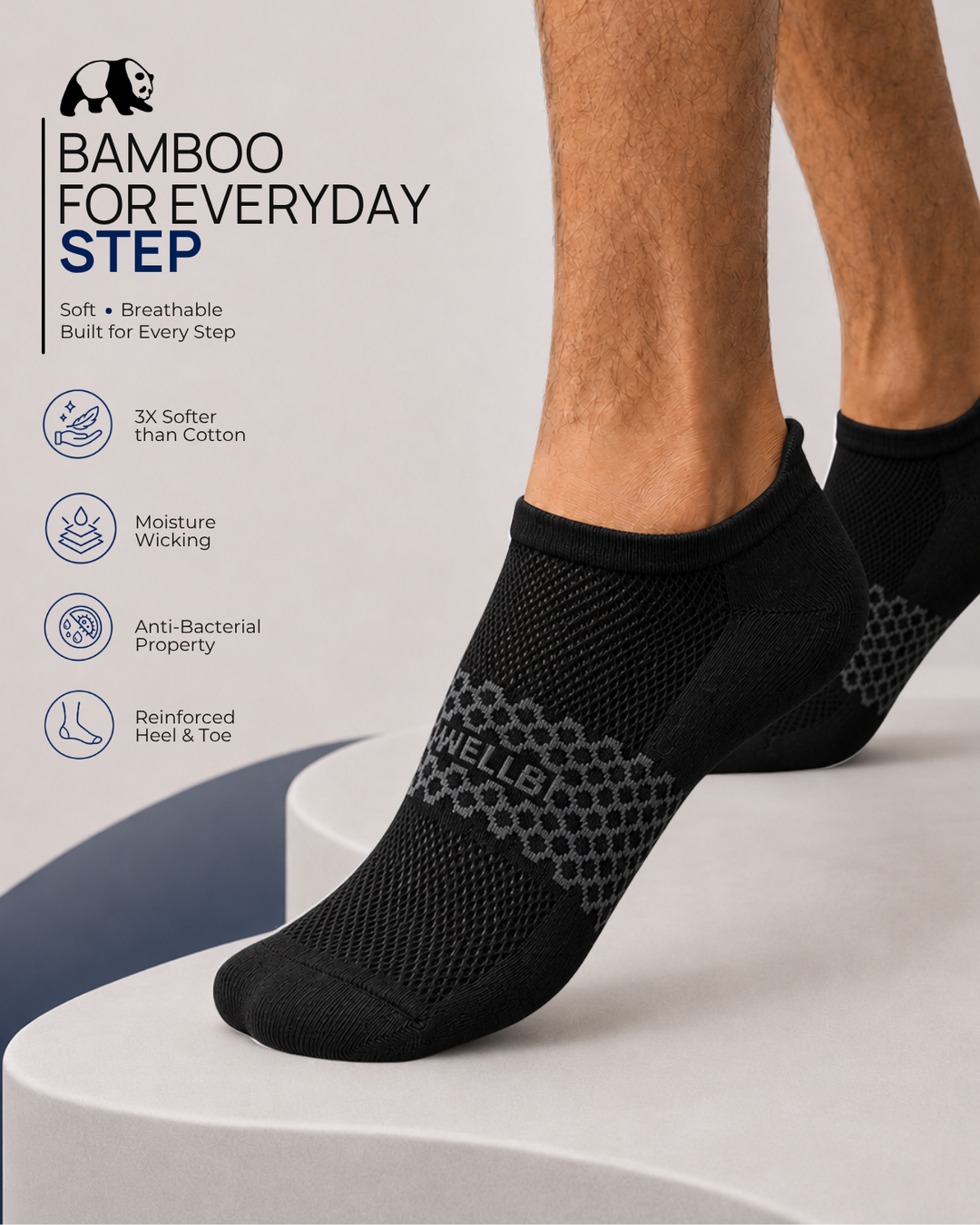 Men's Bamboo Ankle Socks - Pack of 3