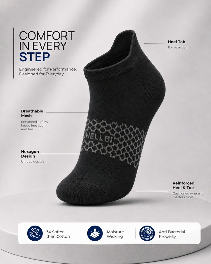 Men's Bamboo Ankle Socks - Pack of 3