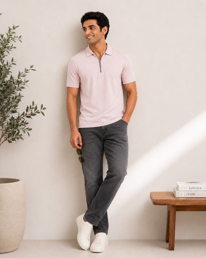 Men's Bamboo Core Zipper Polo