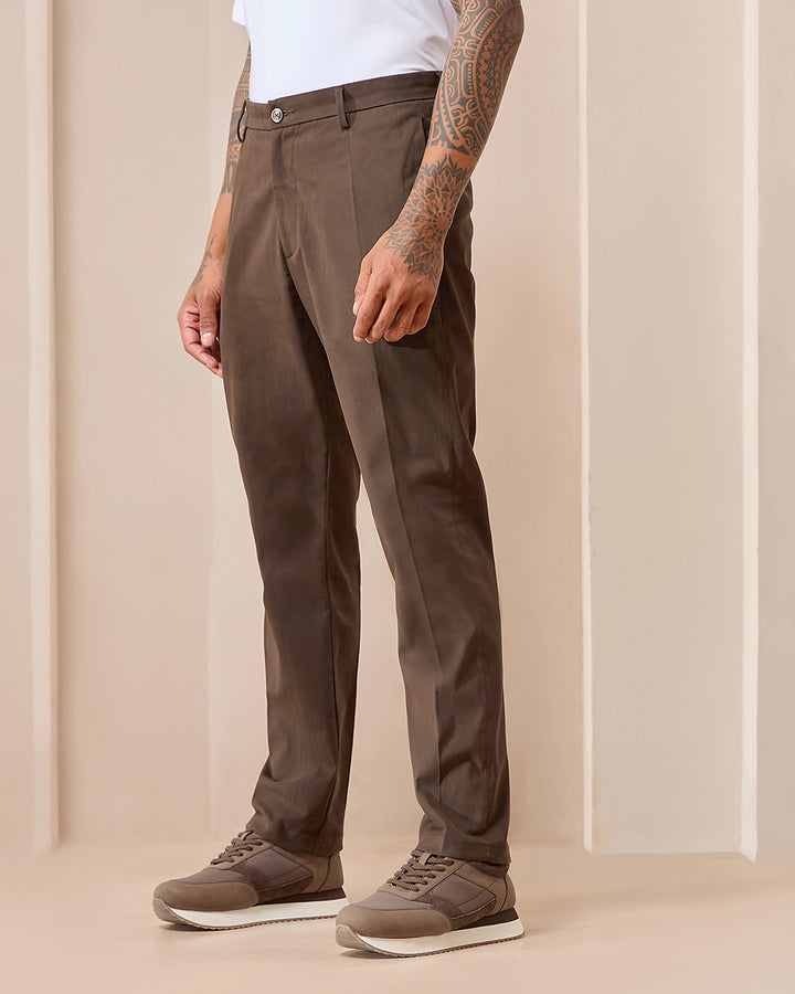 Brown Comfort Fit Cotton Chinos