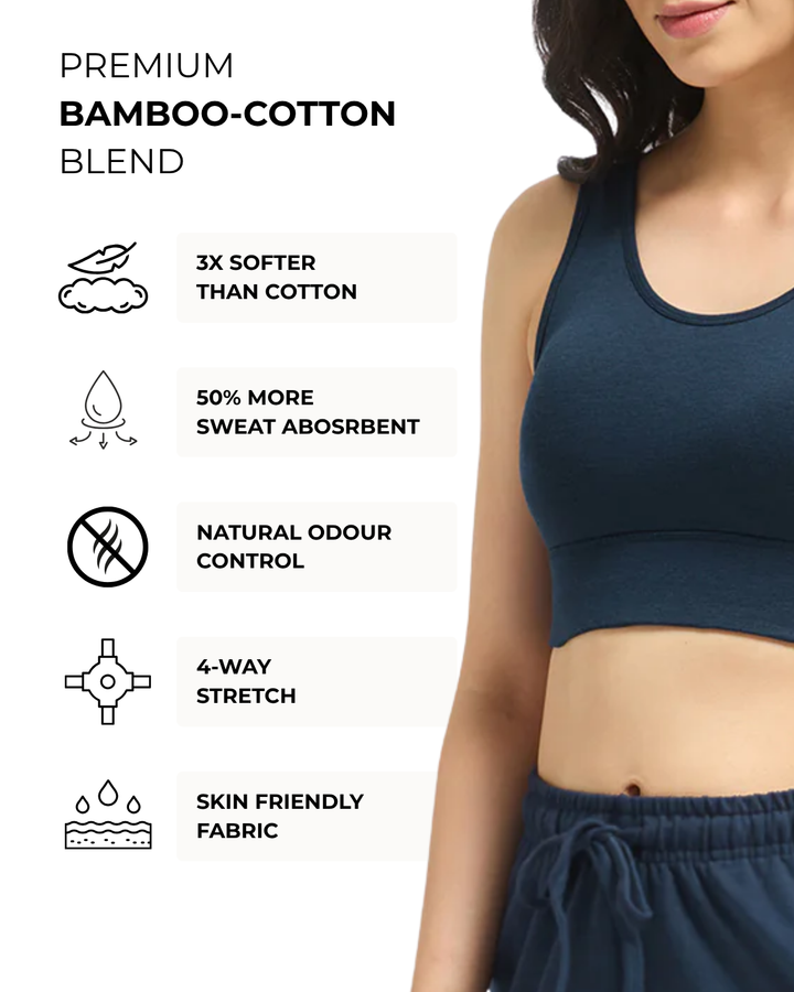 Bamboo Wireless Padded Lounge Bra - Sapphire