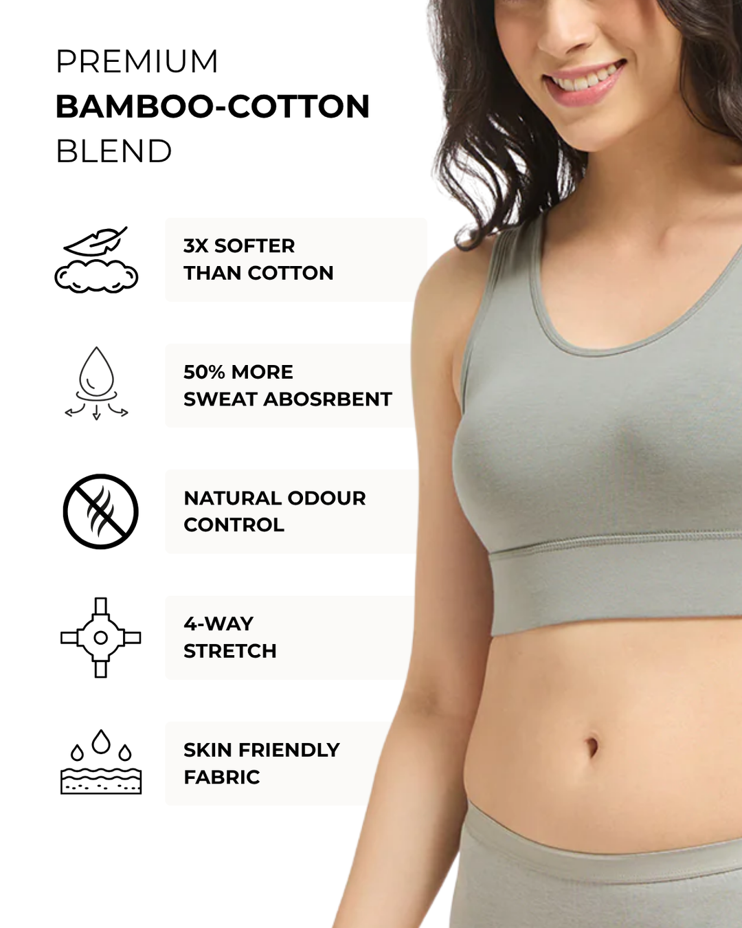 Bamboo Wireless Padded Lounge Bra - Clay