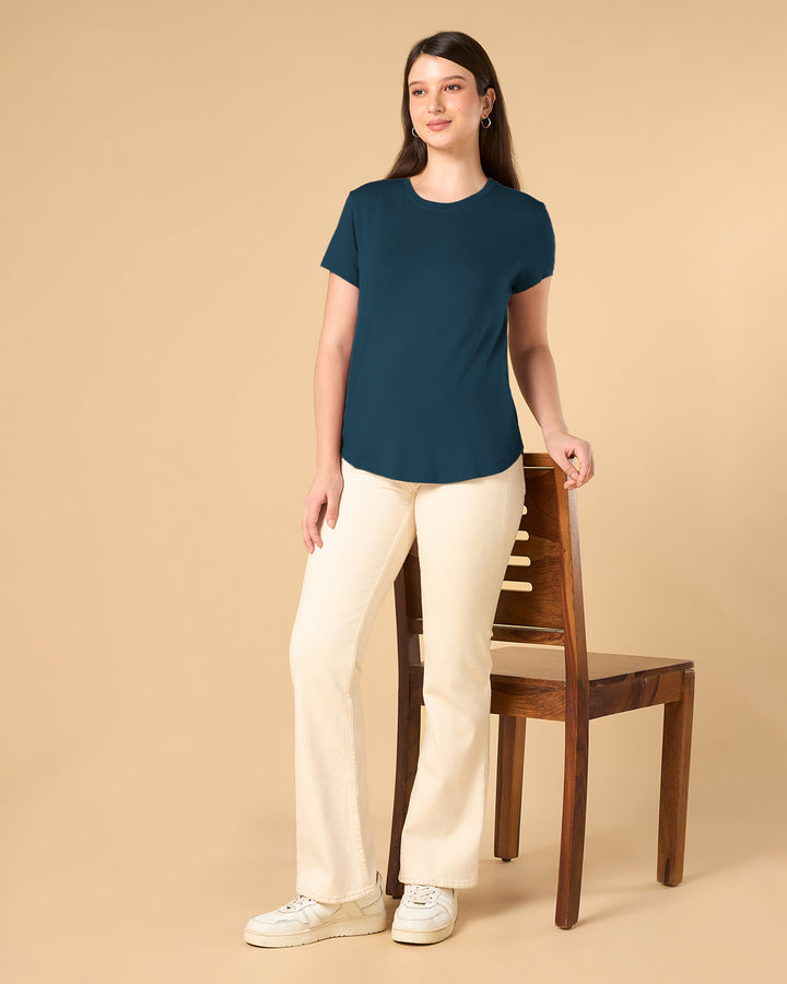 Teal Bamboo Crew Neck
