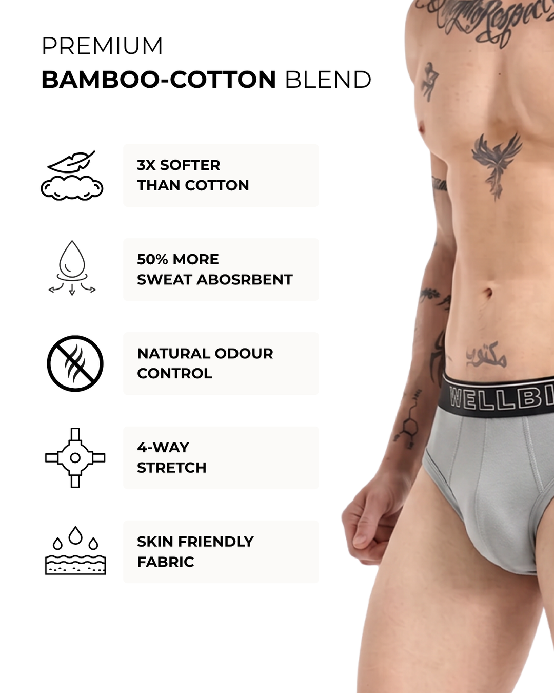 Men's Bamboo Active Briefs - Pack of 3