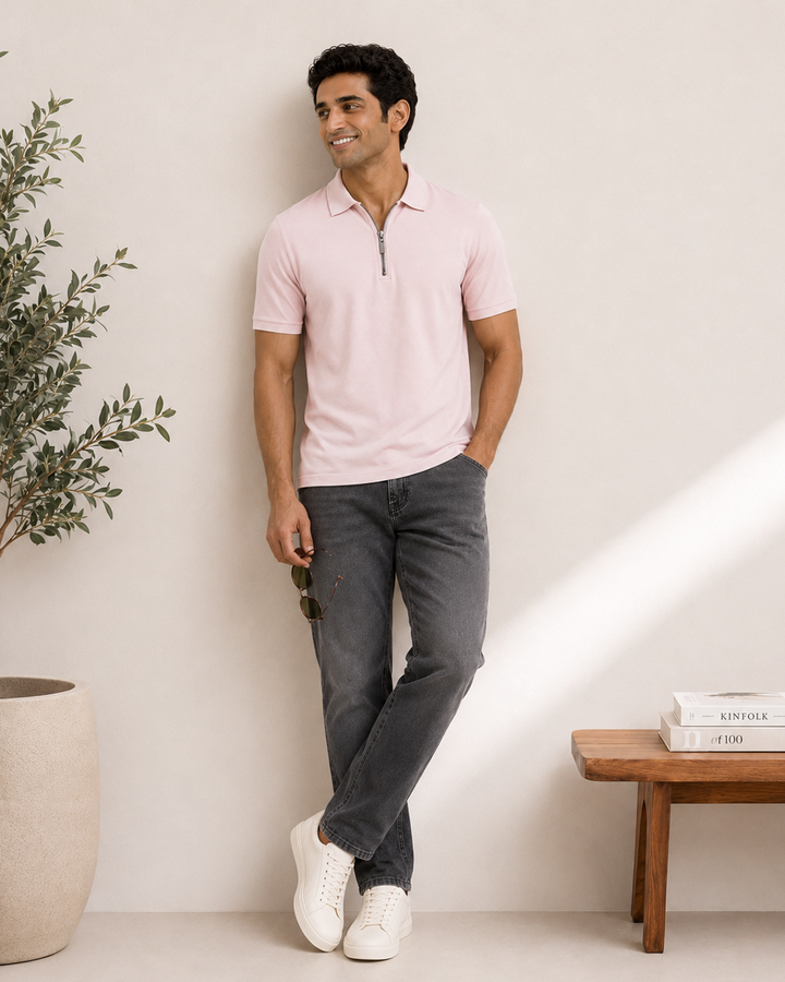 Men's Bamboo Core Zipper Polo