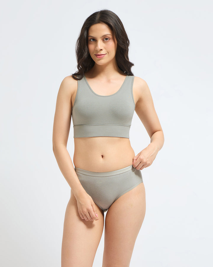 Bamboo Wireless Padded Lounge Bra - Clay