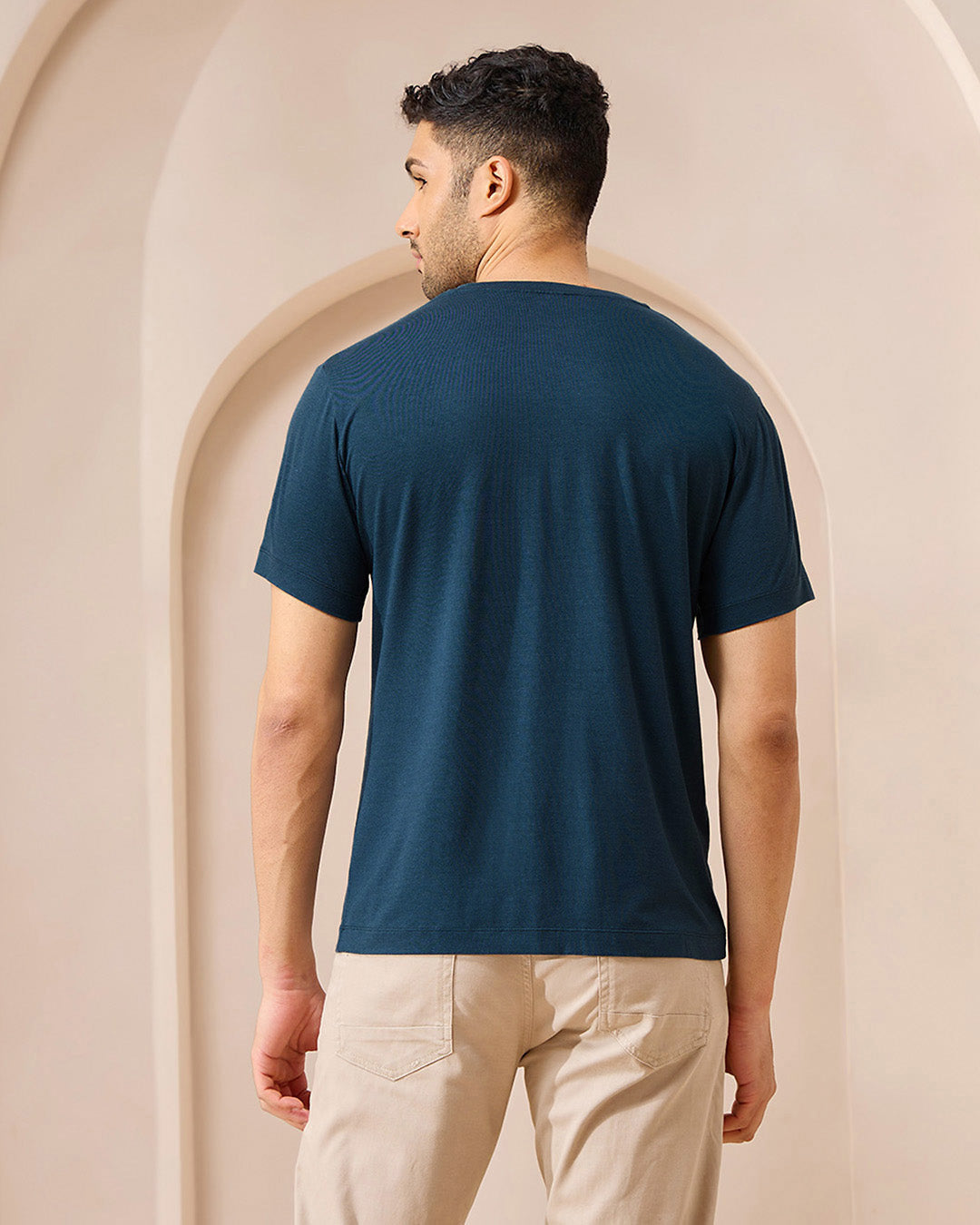 Wellbi Bamboo T-Shirt for Men, showcasing a soft, breathable bamboo-cotton blend perfect for outdoor and fitness activities.