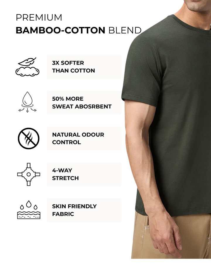 Bamboo Crew Neck - Camo Olive