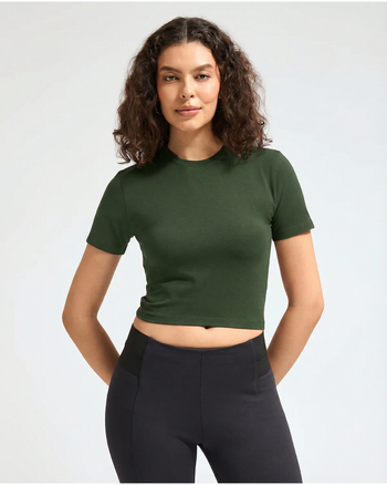 Bamboo Crop Top - Muted Moss