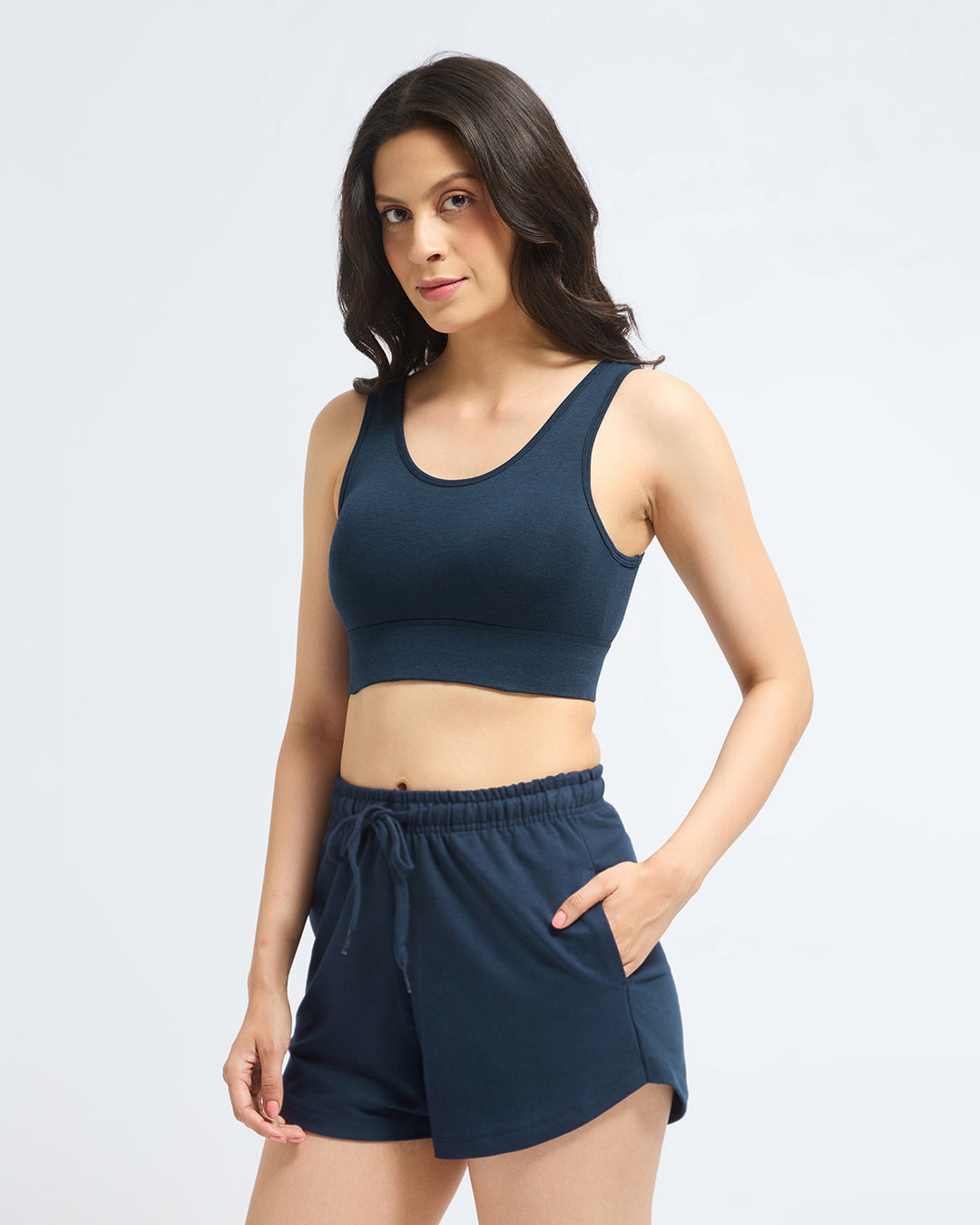 Bamboo Wireless Padded Lounge Bra - Sapphire