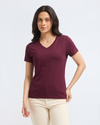 Bamboo V-Neck - Cranberry