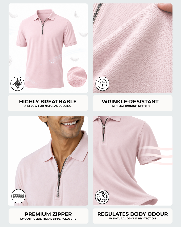 Men's Bamboo Core Zipper Polo