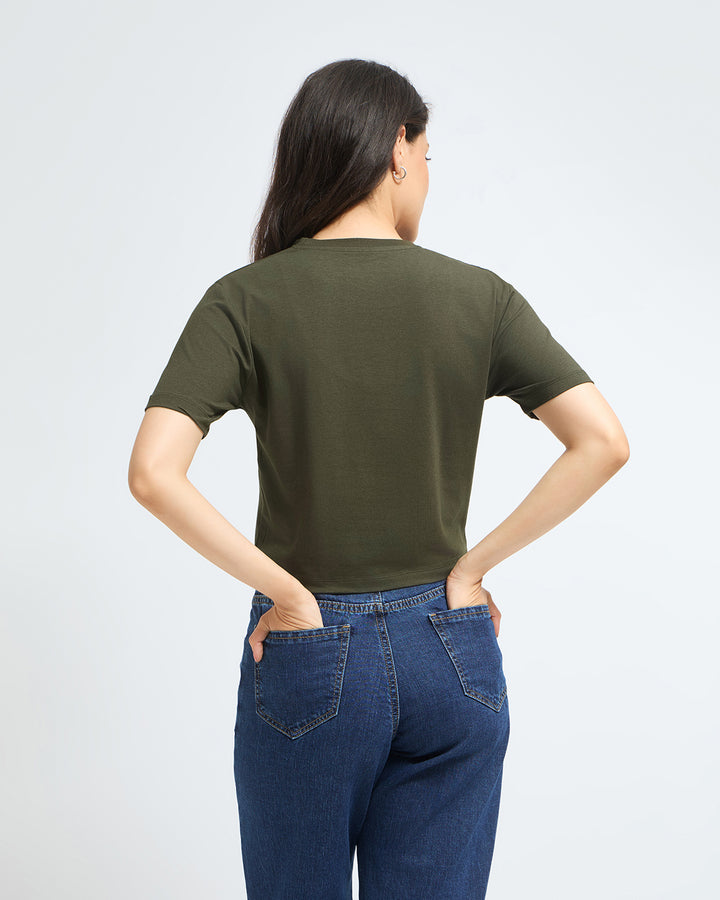 Bamboo Crop Top - Muted Moss