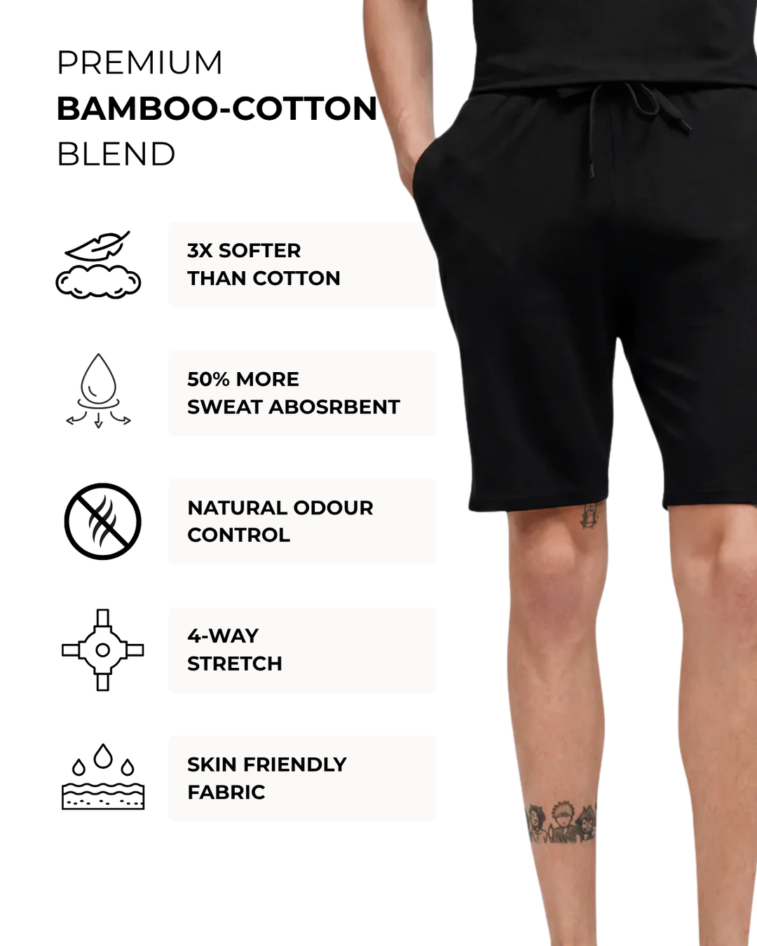 Bamboo Shorts - Noir