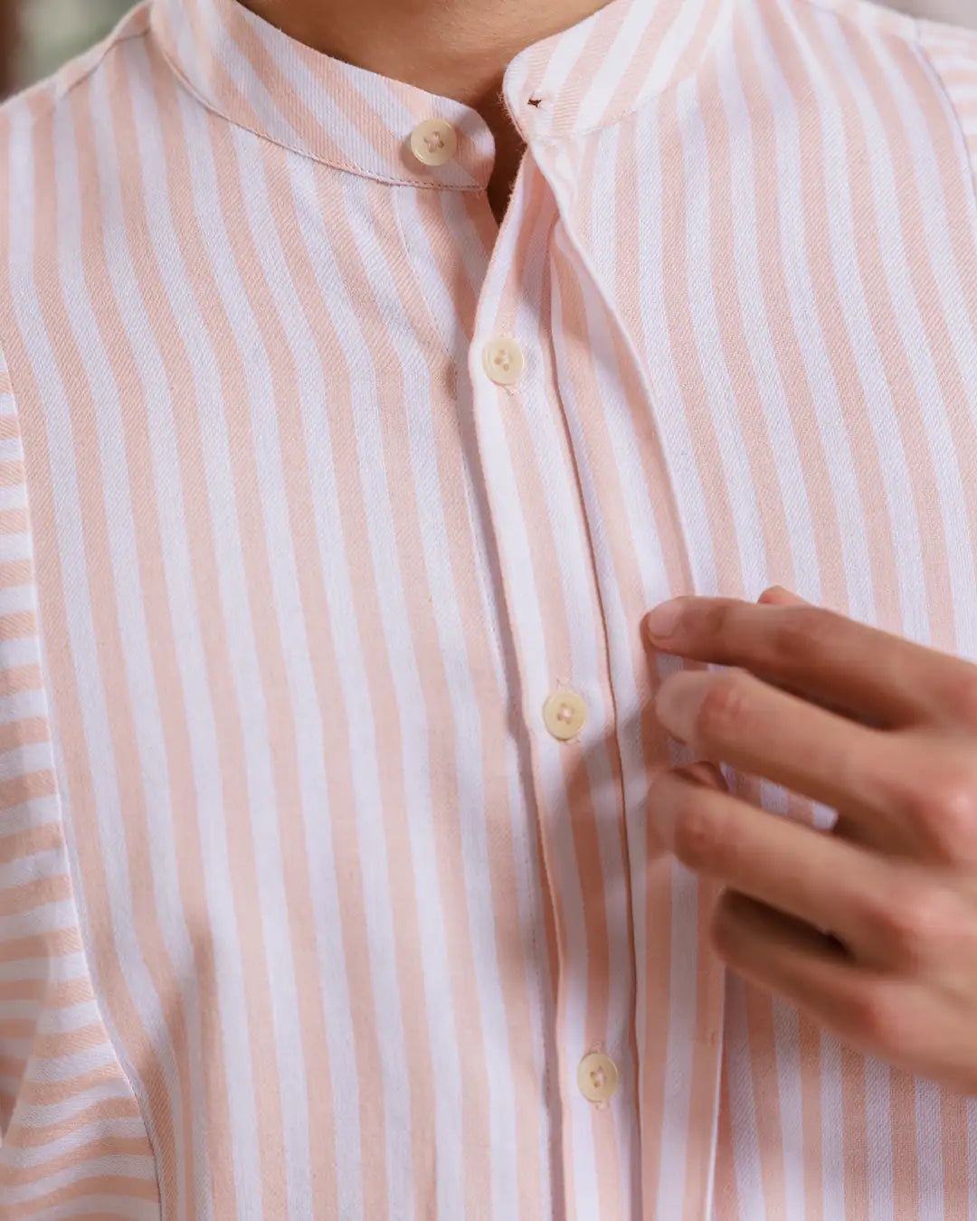 Prunus - Mandarin Collar Half Sleeve Shirt
